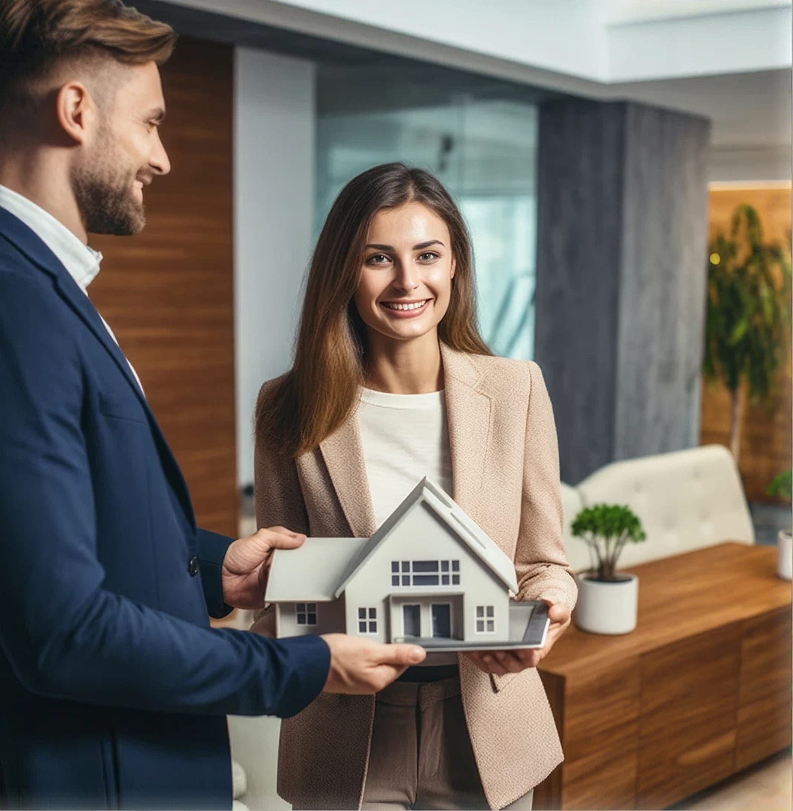 A Saakin advisor presenting a model home to a client